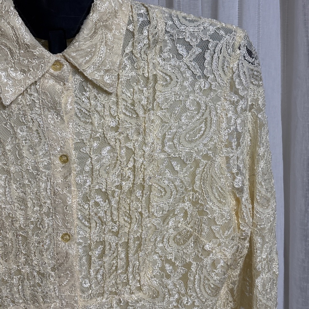 Claudia Richards Women's L Ivory Embroidered Corpcore Party Vtg Lace Y2K‎ Boho